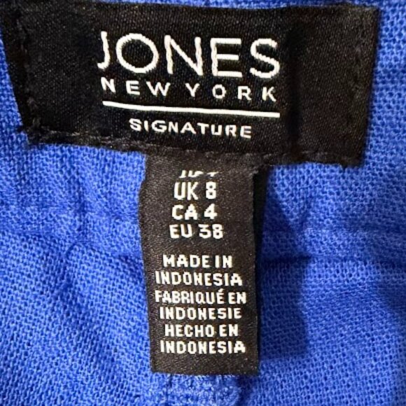 Jones New York Signature Women’s Blue Linen Blend Cropped Pants Size: 4 (EU 34) - Picture 7 of 8